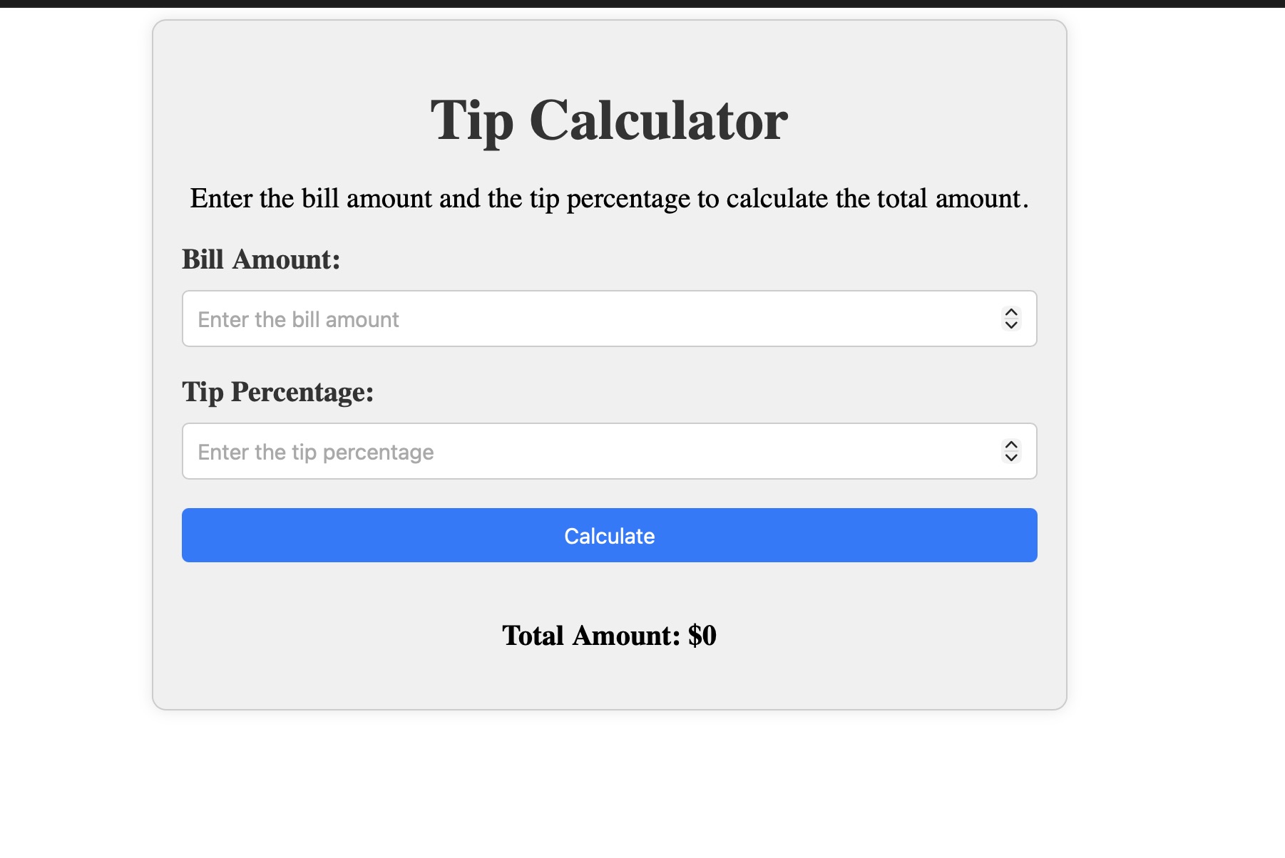 Tip Calculator utility application